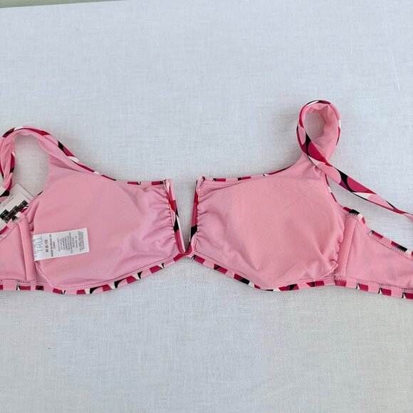 Retro Glam Geometric Pink Bikini Top Vintage Mod Modern Beach Chic Size Medium - Picture 7 of 10